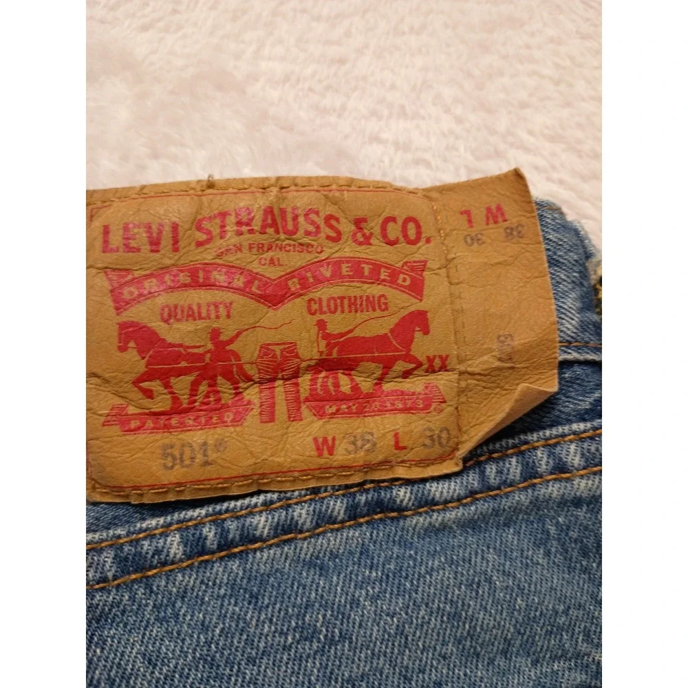 Levis 501 Original Fit Men's Blue Denim Straight Leg Button Fly Jeans 38x30